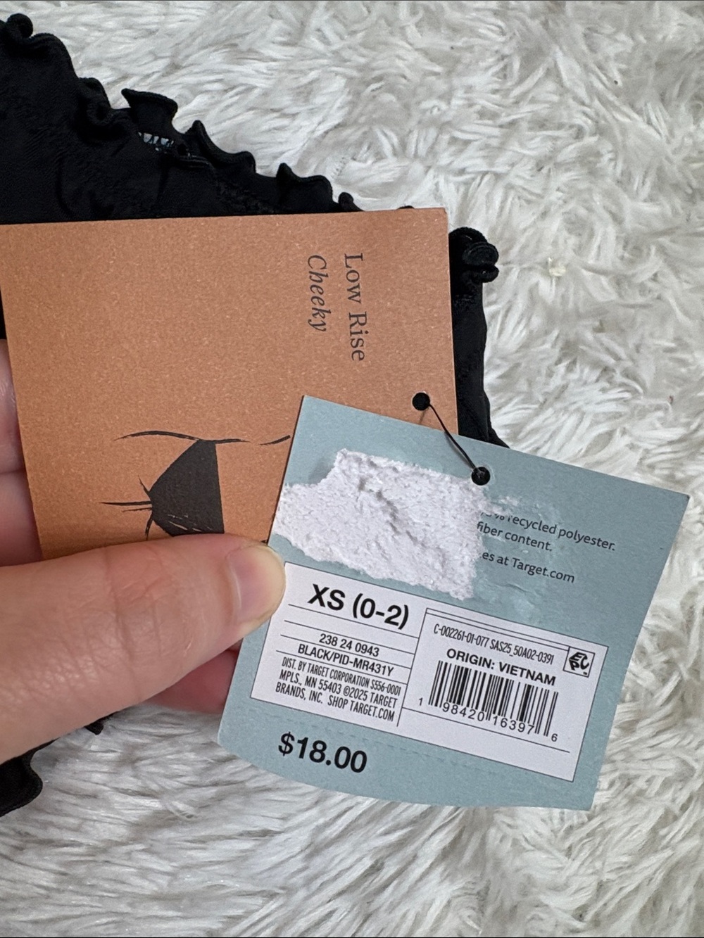 NWT Shade & Shore Black Ruffle Trim Low Rise Cheeky Scrunch Butt Swim Bottoms XS - Picture 4 of 11